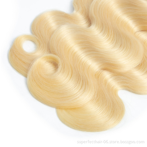 10A Wholesale Vendors Virgin Cuticle Aligned Human Hair 613 Blonde Color Virgin bundles With Closure